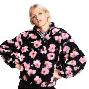 Sandy Liang for Target Sherpa Floral Bomber Jacket size XS.